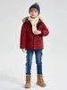 Down Coat Cote Little Boys Winter Jacket Småbarn Kids Puffer Fauxdown Sherpa fodrad päls Hood Midweight Waterresistant 230928