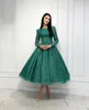 Elegancka zielona sukienki na studniówkę Linia Jewel Neck Glitter Sukienka wieczorowa kostka bez pleca