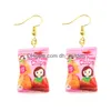 Stick Earring For Women Resin Drop Custom Made Handmade Cute Girls Gift Eardrop Funny French Fries Cheese Chips Food Snacks Delivery Smt9M