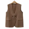 Vêtements d'extérieur 2023 Automne Femmes Veste sans manches Grande taille Vêtements décontractés MD-LONG Costume à double boutonnage Gilet Courbe Vêtements d'extérieur K6 2326