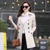 Casacos de Trench das Mulheres 2023 Primavera Outono Mulheres Sólidas Manga Longa Elegante Officeengland Estilo Senhora Casaco Turn Down Collar Roupas Overcoat