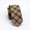 Fazzoletti RBOCOMens Cravatte in cotone a righe Moda casual Cravatta sottile scozzese Cravatta sottile 6 cm Rosso Verde Blu Giallo Colori per uomo Matrimonio