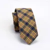 Handkerchiefs RBOCOMens Cotton Ties Striped Fashion Casual Skinny Necktie Plaid Slim Tie 6cm Red Green Blue Yellow Colors For Man Wedding