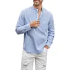 Мужские футболки, блузка с воротником, мужская весенне-летняя модная повседневная полосатая хлопковая рубашка на пуговицах с длинным рукавом, топ, футболка большого размера