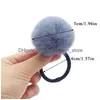 Acessórios de cabelo Soft Rabbit Fur Plush Elastic Bands Scrunchies Mulheres Meninas Cavalo Titular Corda Furry Pompom Gravatas Drop Delivery Prod Dhpud