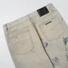 Nuovi designer Jeans da uomo Designer Crea vecchi pantaloni dritti cromati lavati Lettere a cuore Stampe a cuori lunghi Jeans viola