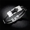 Bracelets de charme V YA 3 rangées de fil chaîne manchette croix en acier inoxydable hommes punk bricolage personnalisé graver homme bijoux noir argent couleur ban248z