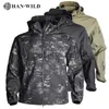 Kurtki męskie Han Wild Hunting Jackets Soft Military Tactical Jacket Man Combat Wodoodporny polar Mężczyzna odzież Multicam Płaszcz Windbreakers 5xl J230928