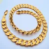 Vångt tungt 108g 24k Stamp Real Yellow Solid Gold 23 6 Men's Necklace 12mm Curb Chain 600mm smycken Mint-Mark Brevbokning 10234R