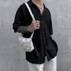 Camicie casual da uomo Sexy trasparenti e camicette scavate nella manica centrale Club Party Wear Colletto Top in pizzo trasparente Camicia Abbigliamento