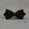 Lenços 2023 chegadas moda dupla camada sólida homens bowties romântico casamento noivo branco escuro azul laço para homens com caixa de presente