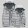 Męskie kamizelki mężczyzn jesienna zimowa ciepła kamizelka z zamkiem z kapturem Clre Wodoodporne zimne zapobieganie rękawowi bezkształcona kurtka 230927