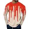 Heren T-shirts Halloween Red Melt Mark bedrukt shirt met lange mouwen is modieus, comfortabel en casual