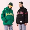 Herrarna ner parkas ner vadderad jacka huva parta män brev broderi hiphop streetwear vinter casual retro outwear varm bomull kappa kvinnor 230927