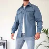 Heren Wolmixen Herfst Winter Mannen Lange Mouw Revers Bovenkleding Jassen Man SingleBreasted Effen Kleur Zak Casual Shirt Jassen 230928