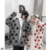 Men's Sweaters Heart-shaped Cardigan Sweater Men Street Oversized Knitted Pullover Casual Hip Hop Couple Jumper Harajuku V-neck Cardigan Unisex 230927