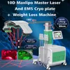 10D MAXLIPO Master Laser Machine d'élimination de la cellulite 532nm 635nm Laser froid Réduction de la graisse Perte de poids 4 plaques de cryolipolyse EMS Lipolaser Slim Équipement de salon de spa