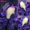 Syntetiska peruker Dark Purple Wear and Go peruk 4x6 Glueless Body Wave 13x4 Spets Front Human Hair Highlight Color 230927