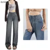 Y2K Gerade Jeans frauen Hosen Hohe Taille Baggy Breite Bein Hosen Hohe streetwear Korea Mode Retro Frau Kleidung Hosen