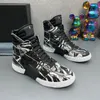 Luxury Brand Mens Ankle Boots Skull Cow Leather Knight Dance Sport High Top Cowboy Shoes Size 38-45