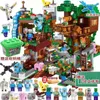 Action Figures giocattolo 1208 blocchi compatibili con Minecraftinglys Village Warhorse City Tree House Cascata per bambini Giocattoli educativi 230720