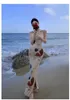 Robes décontractées Col en V profond Dos nu Bodycon Split Vest Imprimer Robe Femmes Été Élégant Fête d'anniversaire Soirée Soirée Dames Longue Rétro