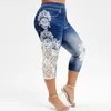 Pantaloni attivi Leggings Donna Collant di grandi dimensioni Stampa in pizzo Giuntura Moda Elastico in vita Capris casual Leggins sportivi per yoga Mujer