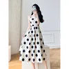 Casual Dresses 2023 Fashion Summer Polka Dot Print Slip Dress Women Off-shoulder Backless Sexy Elegant Party Midi