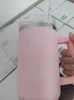 Stock américain avec logo 40 oz tasses rose vif gobelets en acier inoxydable tasses tasses poignée pailles grande capacité bouteilles d'eau de bière camping en plein air couvercles clairs / givrés GG1128