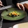 접시 창조적 인 불규칙 세라믹 디너 플레이트 레스토랑 빈티지 플랫 스테이크 디저트 파스타 특수 식 테이프