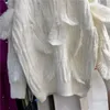 女性のセーター秋の冬女性のための大きな羽のセーター2023重工業のビーズ明るいシルクルーズ長袖ウール