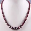 Kedjor Natural Garnet Graduerade runda pärlor halsband 17 tum smycken för present F190295P