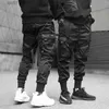 Pantalons pour hommes Hip Hop Boy Track Pants Taille élastique Harem Pantalon Hommes Streetwear Punk Rubans Design Pantalon Mâle Noir Pantalon Poches Joggers T230928