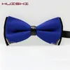 Handkerchiefs HUISHI Luxury Boutique Fashion Metal Bow Ties For Men Bowtie Women Wedding Party Butterfly Bowties Gravata Slim Blue Burgundy