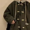 Herren-Wollmischungen, amerikanischer Rindsleder-Knopf-Wollmantel, Winter-Kapuzenjacke, High-End-Jacke, Unisex, Preppy Streetwear, Windjacke, Herrenbekleidung 230928