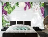 壁紙カスタム壁画美しいライラックフラワーズレストランエルリビングルームソファテレビ壁寝室3D壁紙Papel de Pared