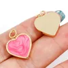 Breloques 2 pièces en cuivre plaqué or 18 carats pour la saint-valentin, pendentifs en émail multicolore en forme de cœur nacré pour bijoux à bricoler soi-même, 22mm X 5mm