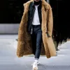 Men's Wool Blends 2023 Winter Midi Length Plus Fleece Woolen Coat Streetwear Turndown Collar Button Thickened Jacket Casual Premium Trench 230927