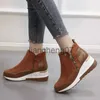 Laarzen Enkellaars Dames Schoenen Europa 2022 Nieuwe Plus Size 43 Herfst Winter Mode Motorlaarzen Sleehakken Hoge Top Sneakers Dames Schoenen x0928