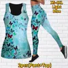 Damen-Leggings, ärmelloses Yoga-Hosen-Set, modisch, lässig, Sport, Tank-Top, Schmetterlingstanz, bedruckt, Sportbekleidung, XS-8XL