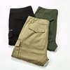 Shorts masculinos 2023 Mens Carga Militar Verão Exército Verde Algodão Homens Soltos Multi-bolso Homme Casual Bermuda Calças 42