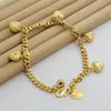 Bracciale con ciondolo a forma di cuore con catena da polso, braccialetto con ciondolo adorabile, bracciale in oro giallo 18 carati, solido, moda, donna, ragazza, Gift267G