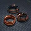 Bangle Fashion Retro Zwart Lederen Armbanden Voor Mannen Vintage Wrap Riem Stijl Verstelbare Polsband Vrouwen Armbanden Sieraden Gift