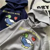 Moletons masculinos moletons feito humano pato coração impressão hoodie homens mulheres melhor qualidade pullovers harajuku 230928