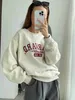 Sweats à capuche pour femmes Sweatshirts Alphabet de l'industrie lourde brodé en peluche Pull décontracté pour femmes Printemps et Automne Épaissi Chaud Lâche Style Collège J230928