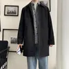 Trench da uomo stile coreano autunno cappotto maschile streetwear giacca a vento trench da uomo tinta unita bottone grande casual lungo soprabito 2023