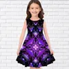 Kız Elbiseler 2023 Yaz 3d Baskı Çocuk Parti Kolsuz Prenses Elbise Tank Güzel Geometrik Simetri Çiçek