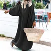 Casual Dresses Women Sexig V-ringning Single Breasted Maxi Dress Spring Solid Lous Long Cardigans Fall Lantern Sleeve Boho Party