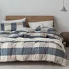 Conjuntos de ropa de cama Juego de funda nórdica a cuadros gris para niño Edredón suave 1 2 fundas de almohada