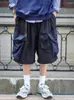 남자 반바지 일본 시티 보이 레트로 멀티 포켓 캐주얼 작업 트렌디 한 느슨한 넓은 다리 실루엣 기능 카프리스